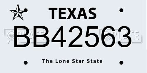 BB42563 Texas License Plate