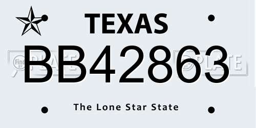 BB42863 Texas License Plate