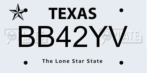 BB42YV Texas License Plate