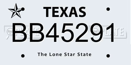 BB45291 Texas License Plate
