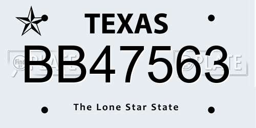 BB47563 Texas License Plate