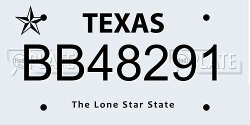BB48291 Texas License Plate