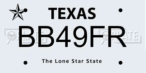 BB49FR Texas License Plate