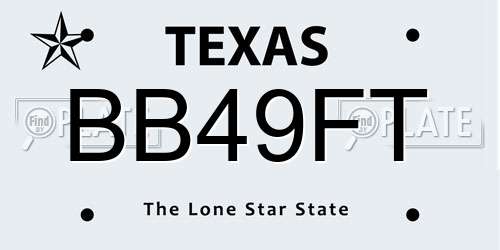 BB49FT Texas License Plate