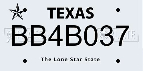 BB4B037 Texas License Plate