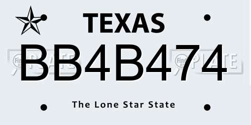 BB4B474 Texas License Plate