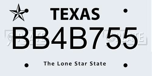BB4B755 Texas License Plate