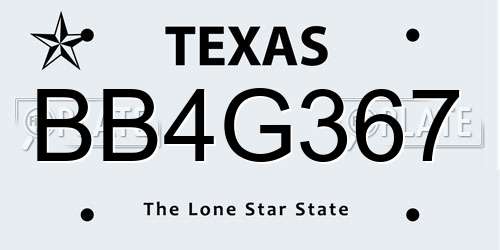 BB4G367 Texas License Plate