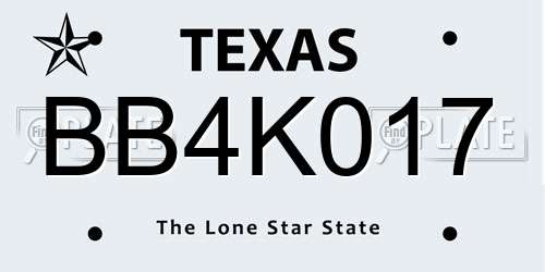 BB4K017 Texas License Plate