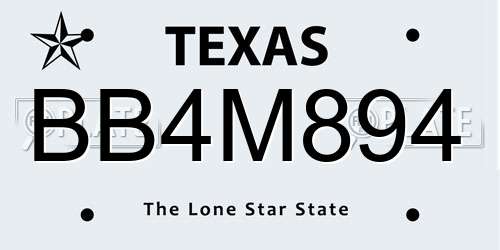 BB4M894 Texas License Plate