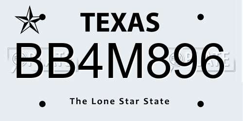 BB4M896 Texas License Plate