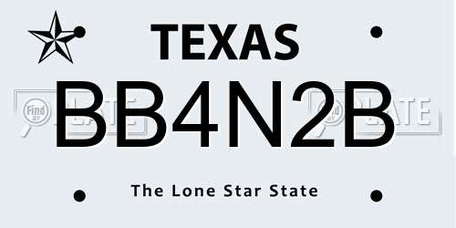 BB4N2B Texas License Plate