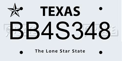 BB4S348 Texas License Plate