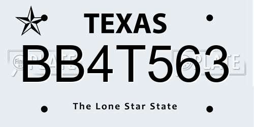 BB4T563 Texas License Plate