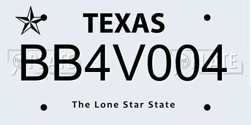 BB4V004 Texas License Plate