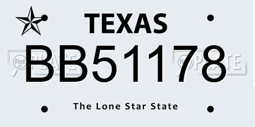 BB51178 Texas License Plate
