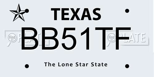 BB51TF Texas License Plate