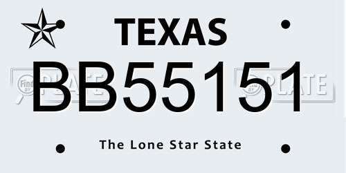 BB55151 Texas License Plate