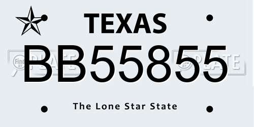 BB55855 Texas License Plate