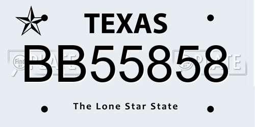 BB55858 Texas License Plate