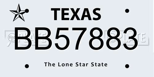 BB57883 Texas License Plate