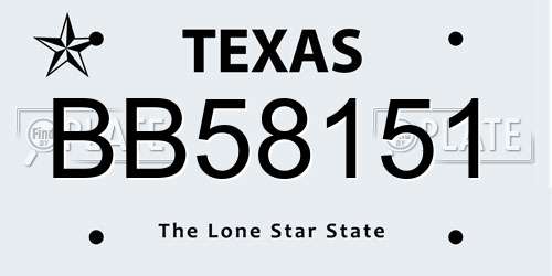 BB58151 Texas License Plate