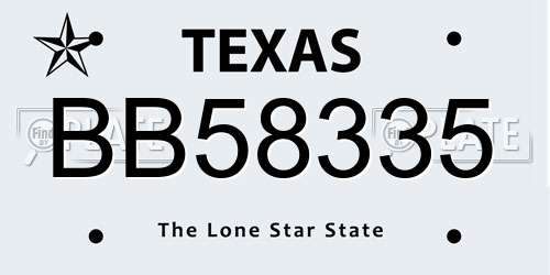 BB58335 Texas License Plate