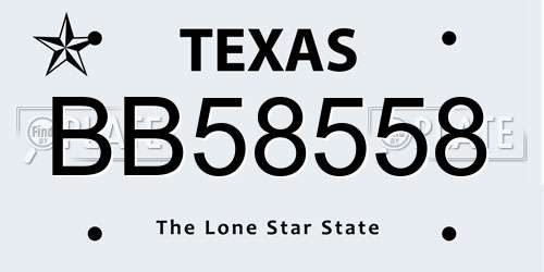 BB58558 Texas License Plate