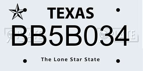 BB5B034 Texas License Plate