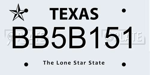 BB5B151 Texas License Plate