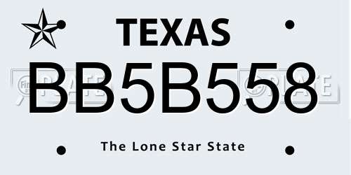 BB5B558 Texas License Plate