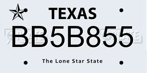 BB5B855 Texas License Plate