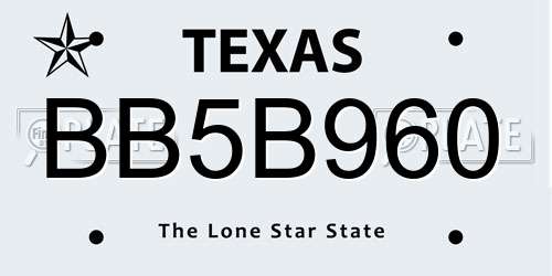 BB5B960 Texas License Plate