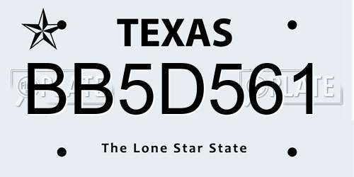 BB5D561 Texas License Plate