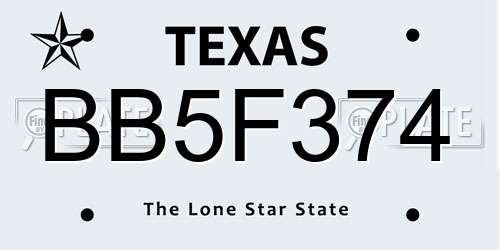 BB5F374 Texas License Plate