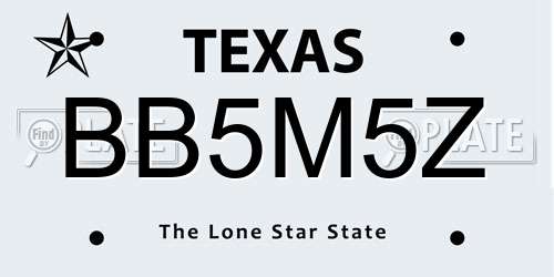 BB5M5Z Texas License Plate