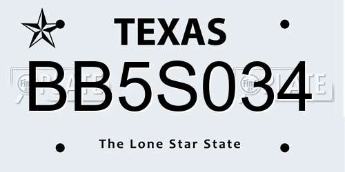 BB5S034 Texas License Plate