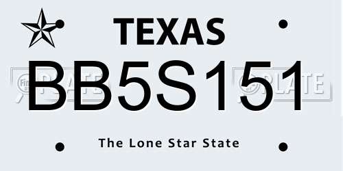 BB5S151 Texas License Plate