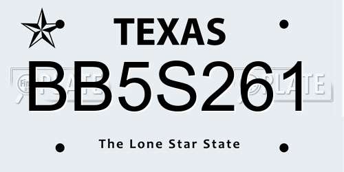 BB5S261 Texas License Plate