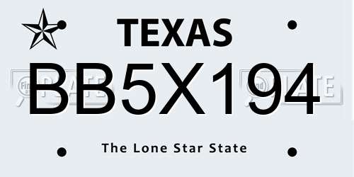 BB5X194 Texas License Plate