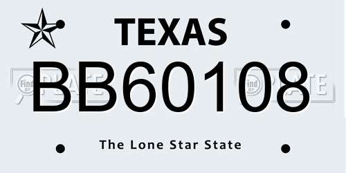 BB60108 Texas License Plate
