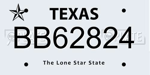 BB62824 Texas License Plate