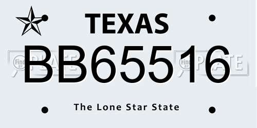 BB65516 Texas License Plate