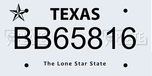 BB65816 Texas License Plate