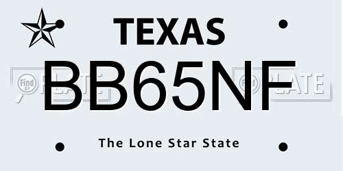 BB65NF Texas License Plate