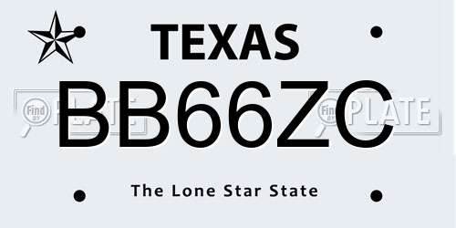 BB66ZC Texas License Plate