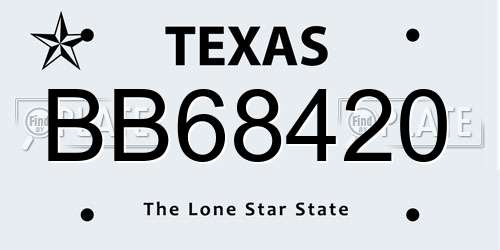 BB68420 Texas License Plate