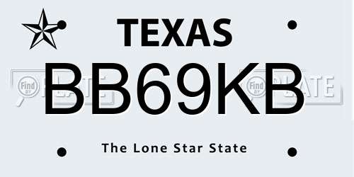 BB69KB Texas License Plate