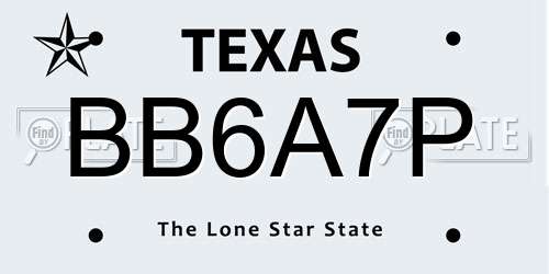 BB6A7P Texas License Plate
