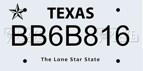 BB6B816 Texas License Plate